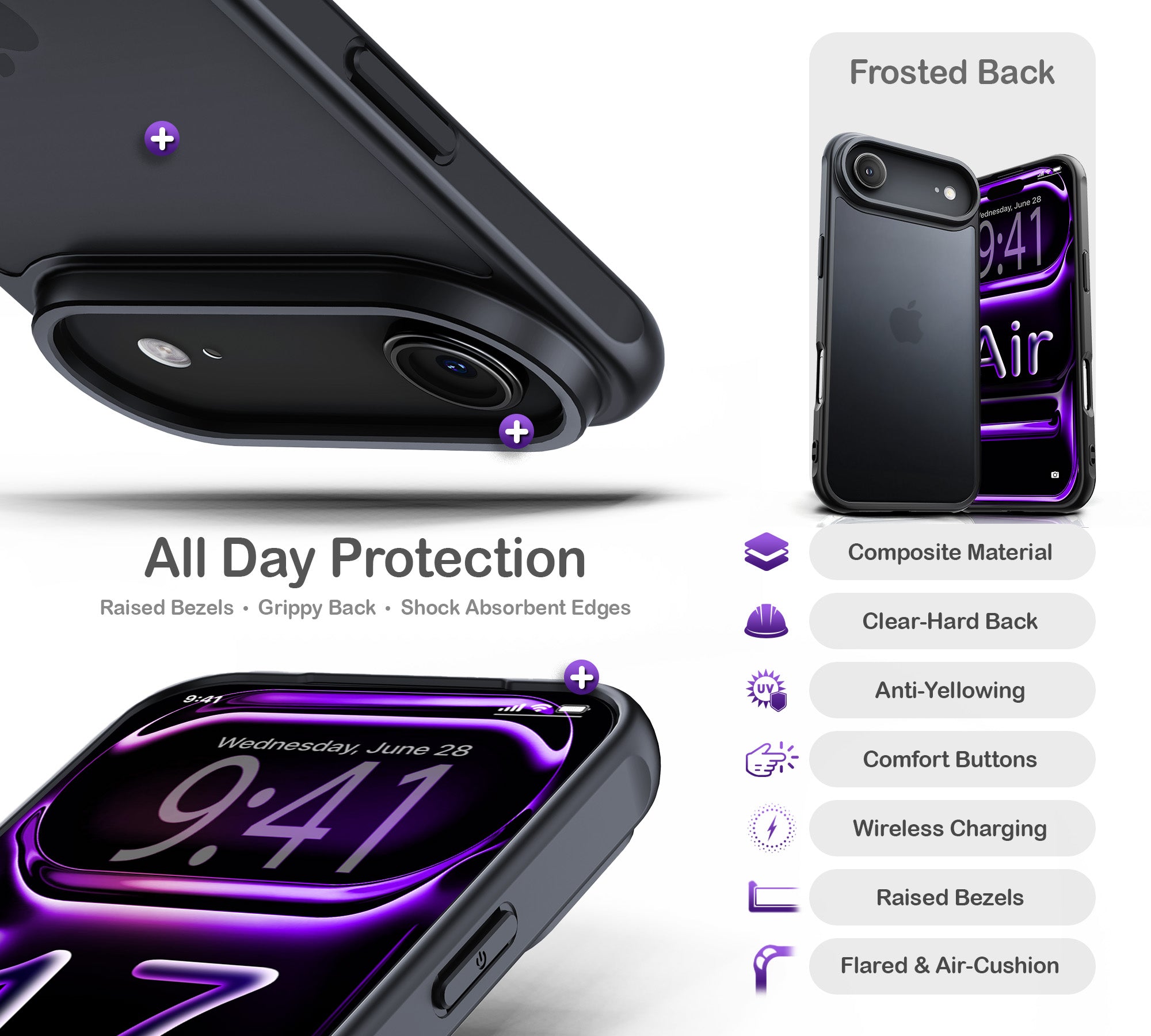 ORRO iPhone 17 Series Case - Black Edge Clear Back