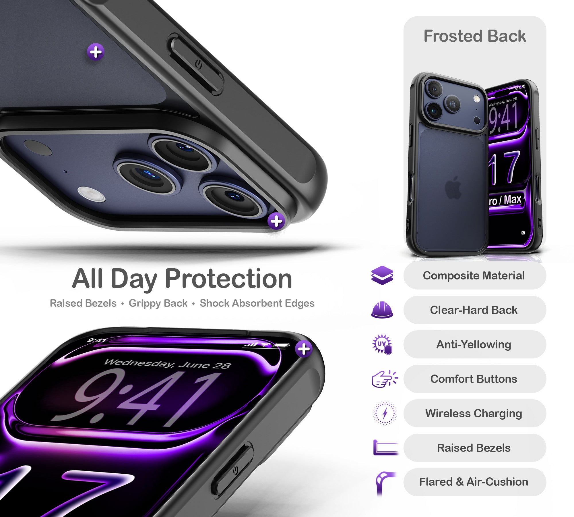 ORRO iPhone 17 Series Case - Black Edge Clear Back