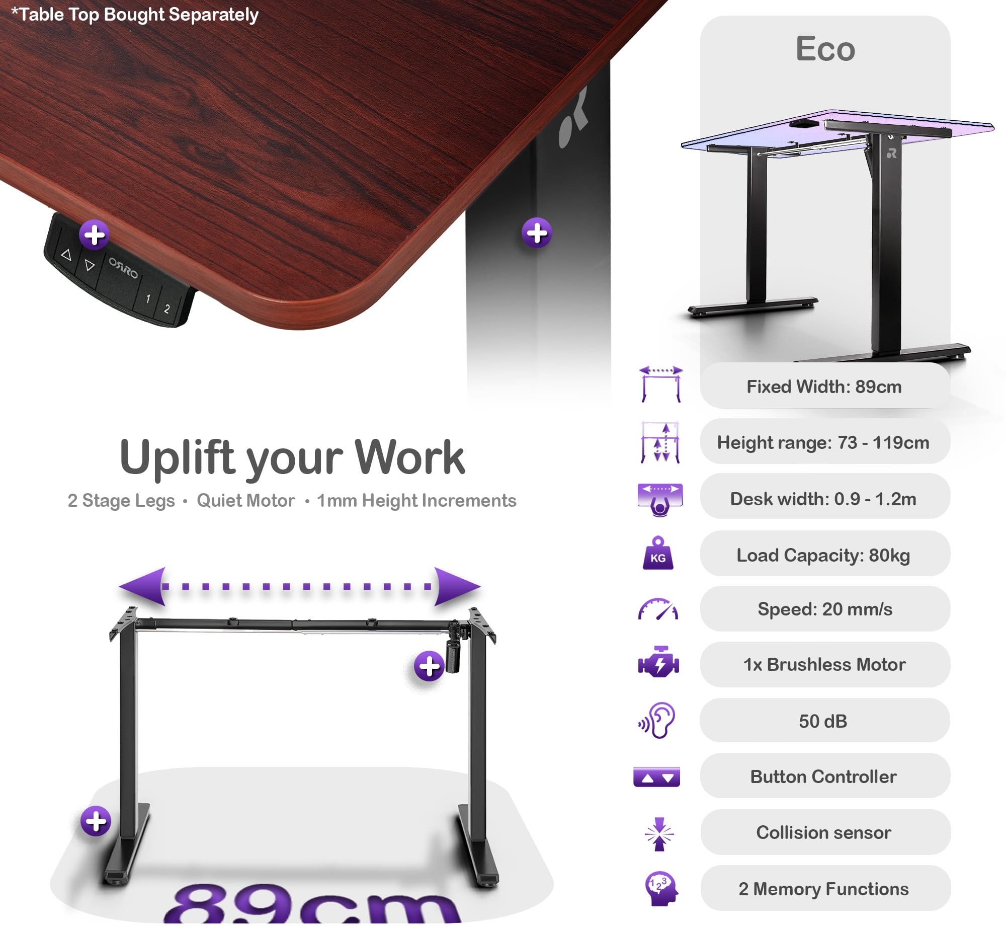 ORRO Eco Standing Desk Frame