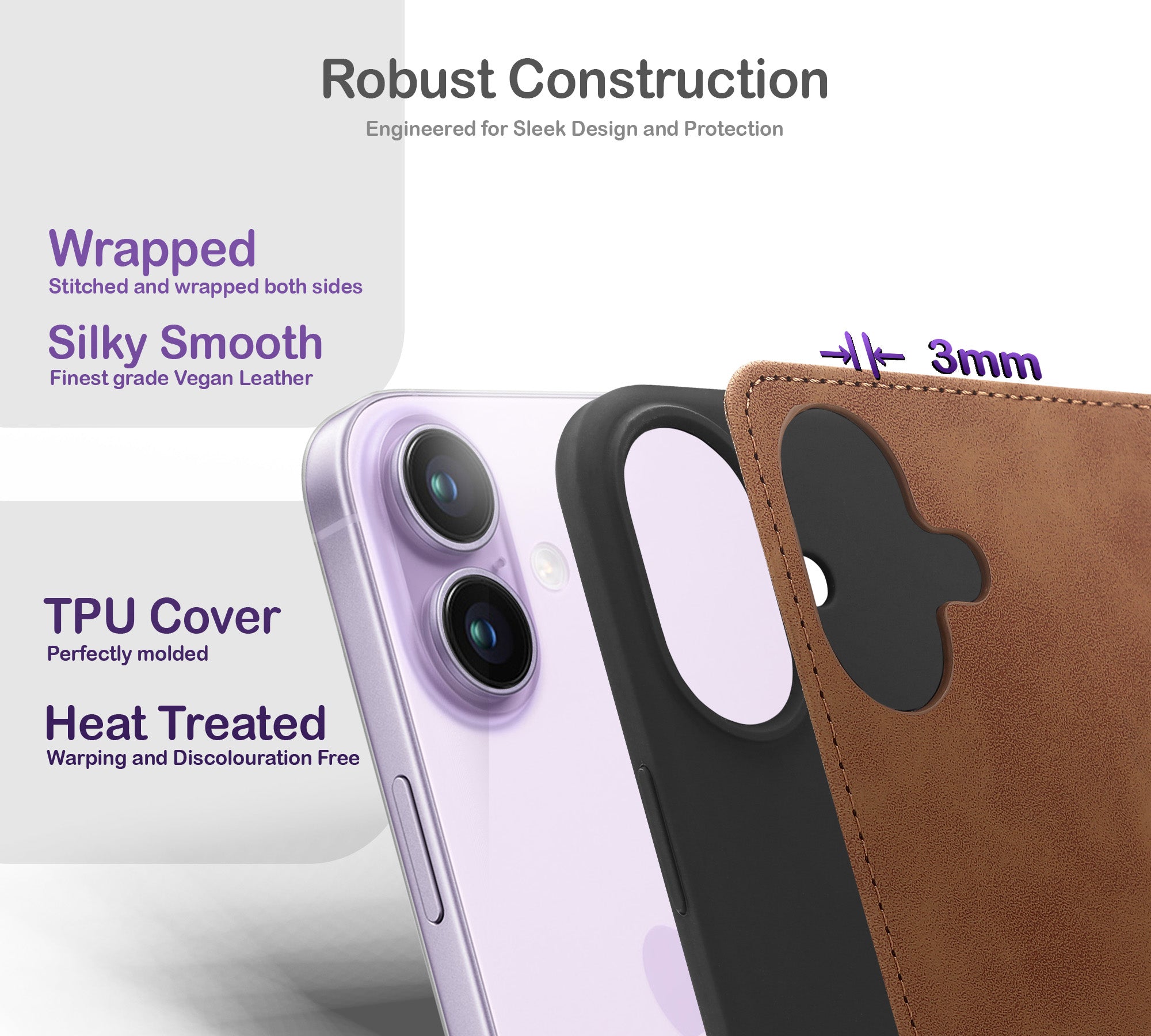 ORRO iPhone 17 Series Case - Vegan Leather Wallet Flip