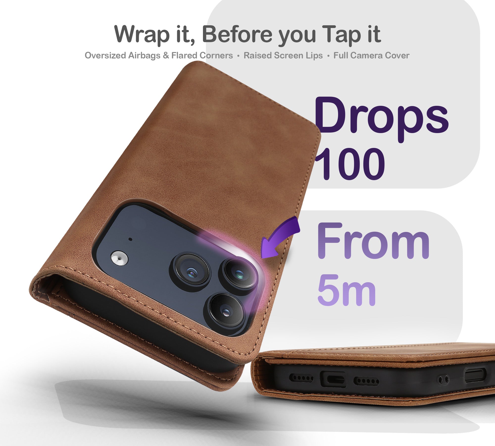 ORRO iPhone 17 Series Case - Vegan Leather Wallet Flip
