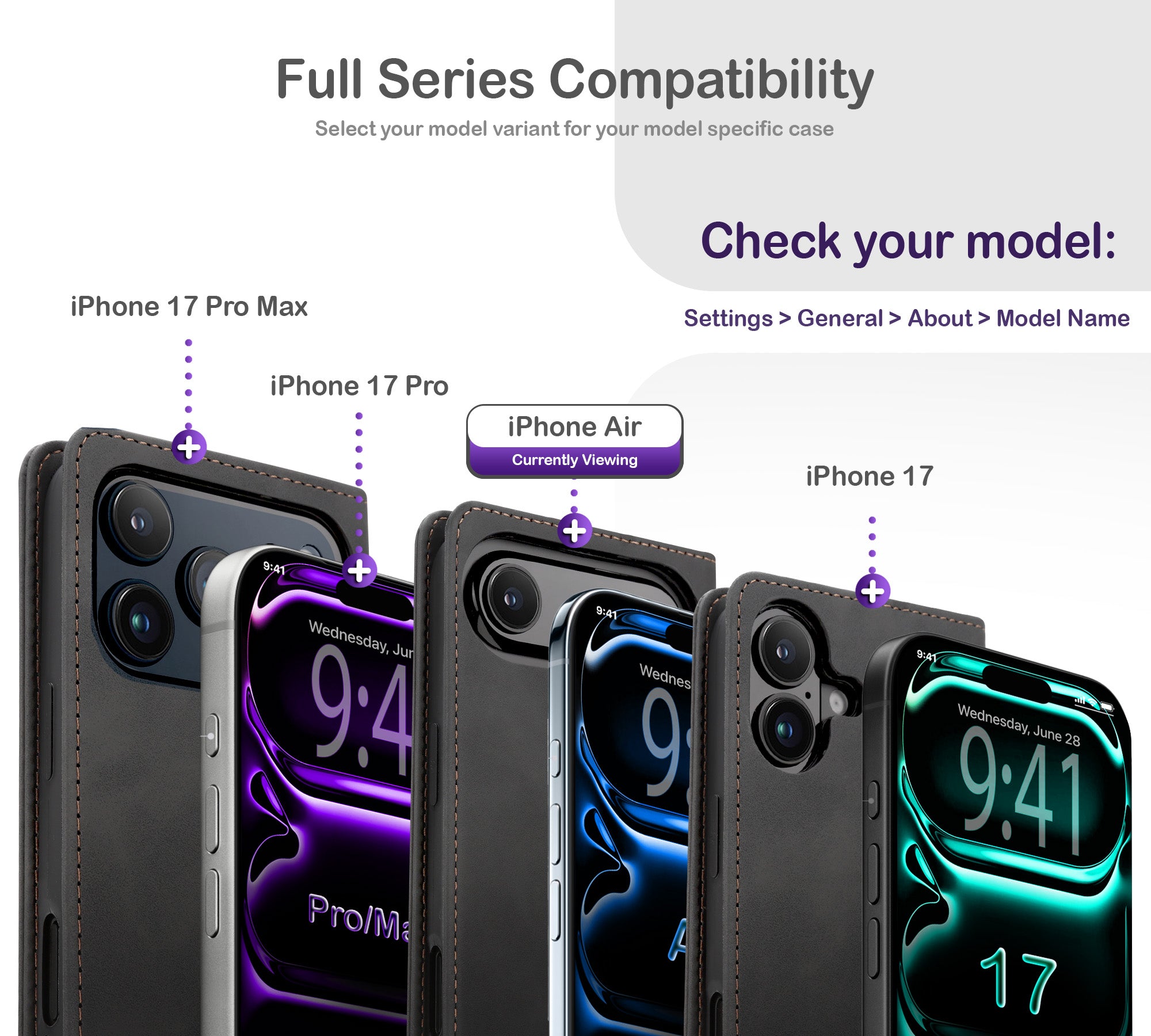 ORRO iPhone 17 Series Case - Vegan Leather Wallet Flip
