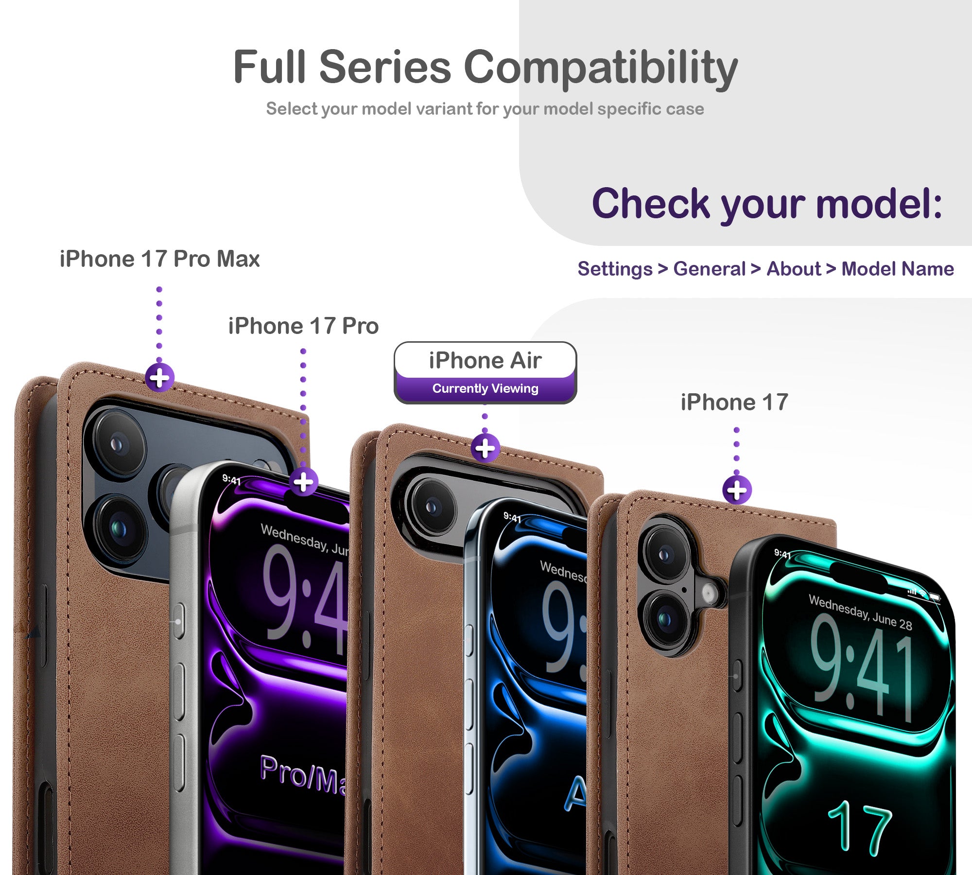 ORRO iPhone 17 Series Case - Vegan Leather Wallet Flip