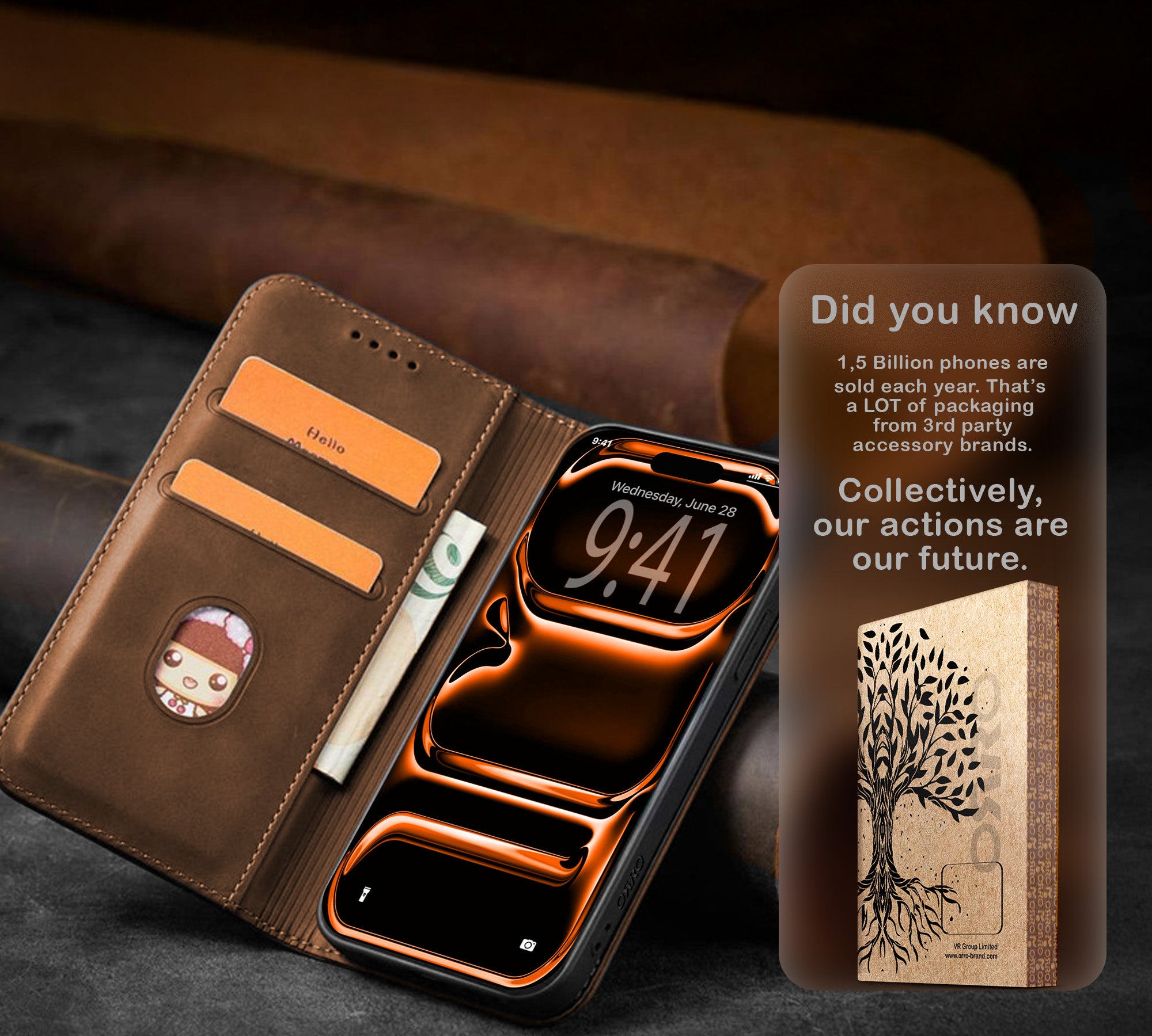 ORRO iPhone 17 Series Case - Vegan Leather Wallet Flip