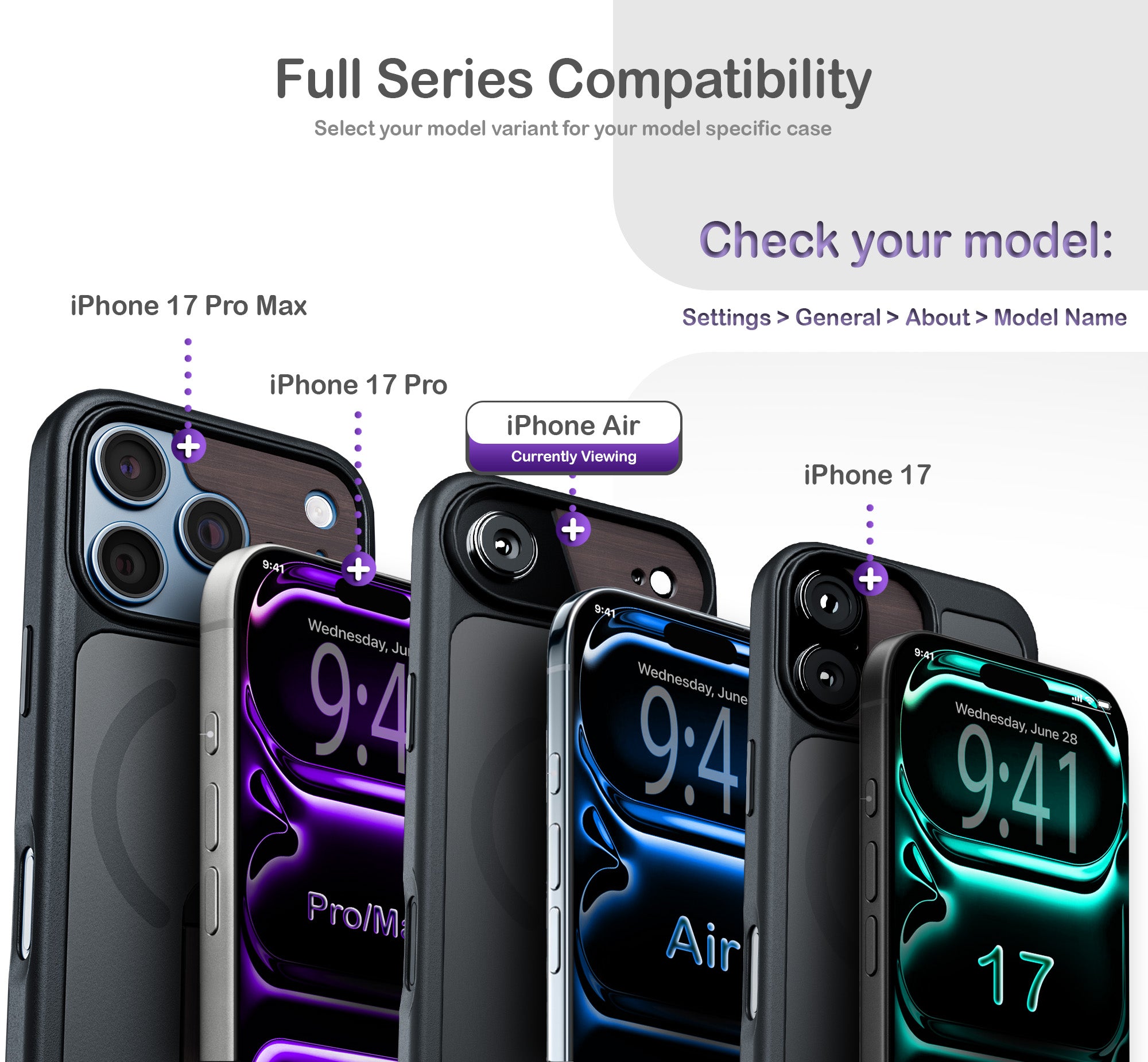 ORRO iPhone 17 Series Case - 360 Kickstand Dark Wood Finish