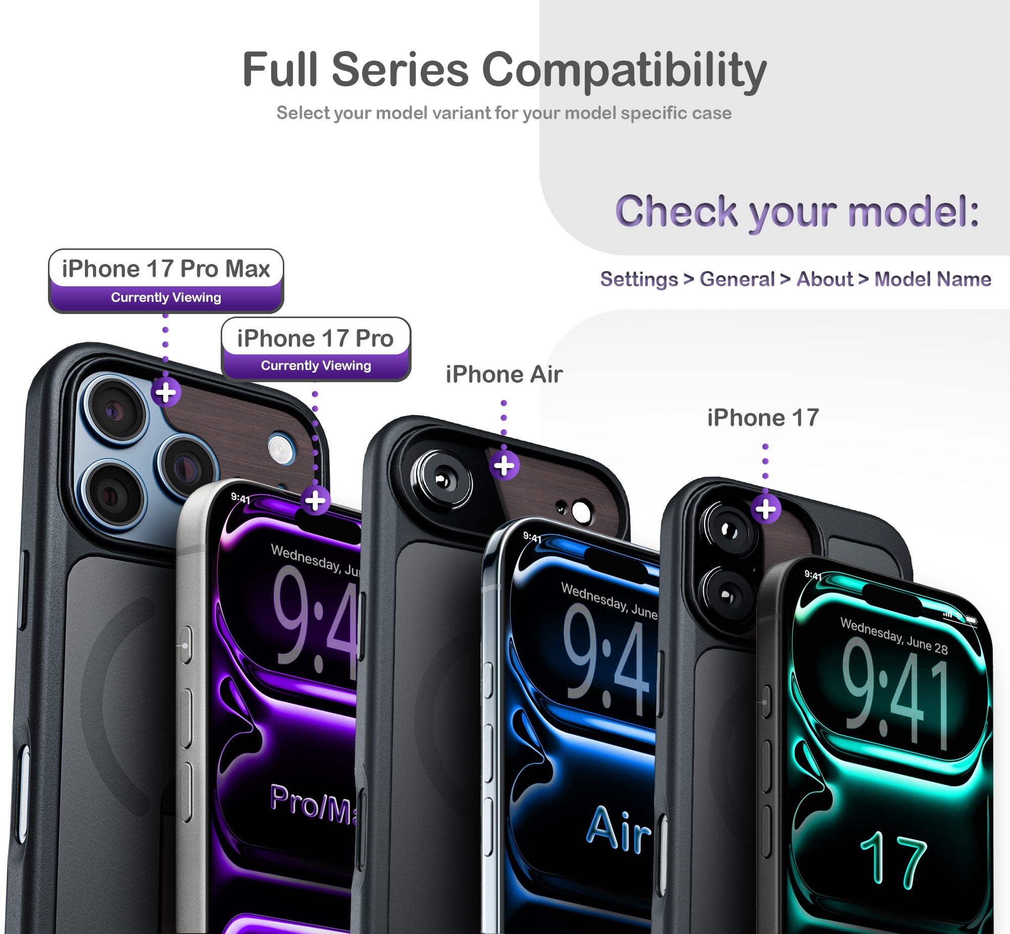 ORRO iPhone 17 Series Case - 360 Kickstand Dark Wood Finish