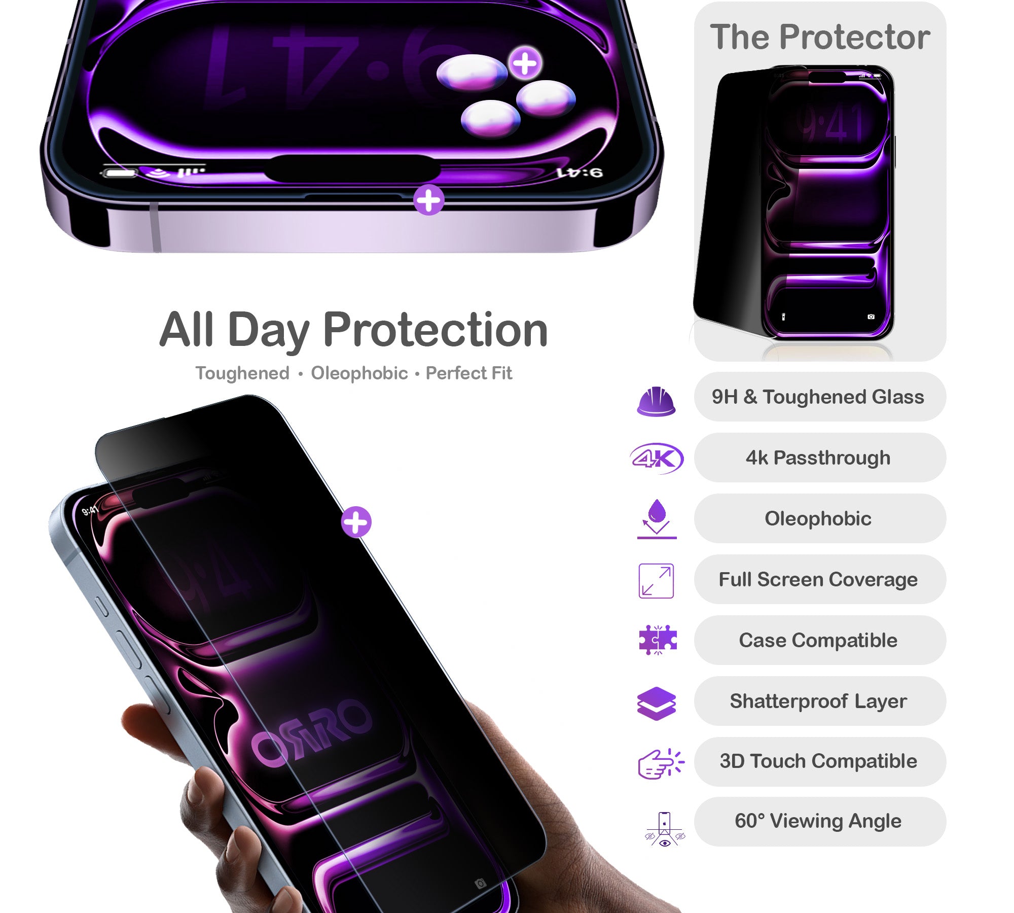 ORRO iPhone 17 Series Screen Protector - Privacy