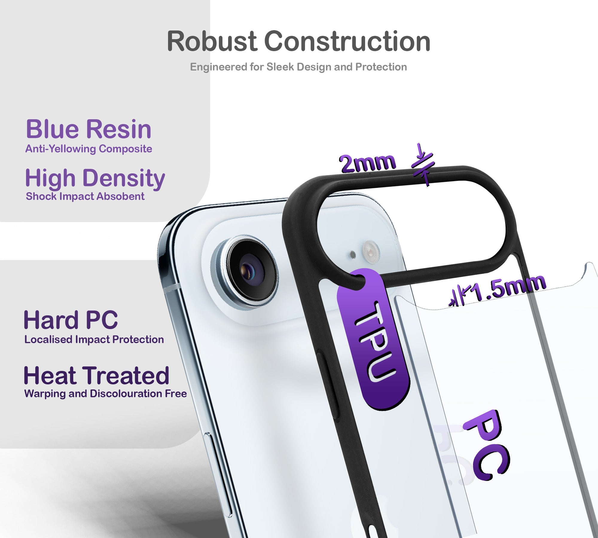 ORRO iPhone 17 Series Case - Black Edge Clear Back