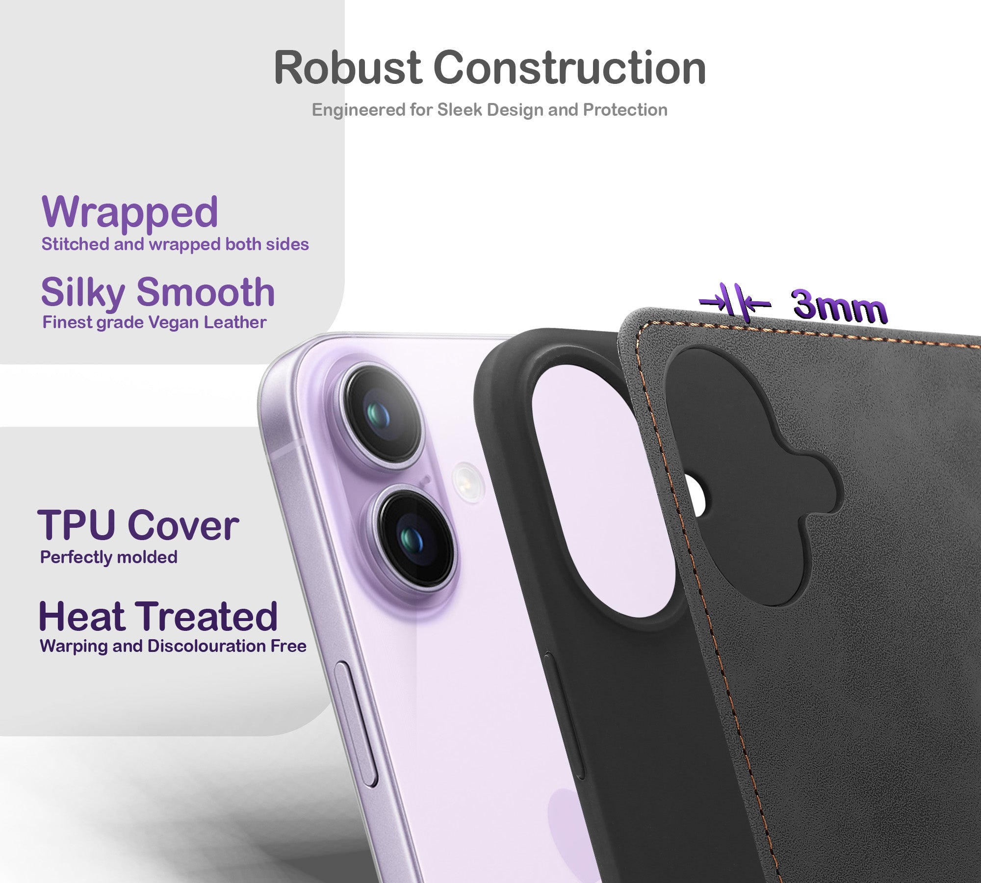 ORRO iPhone 17 Series Case - Vegan Leather Wallet Flip