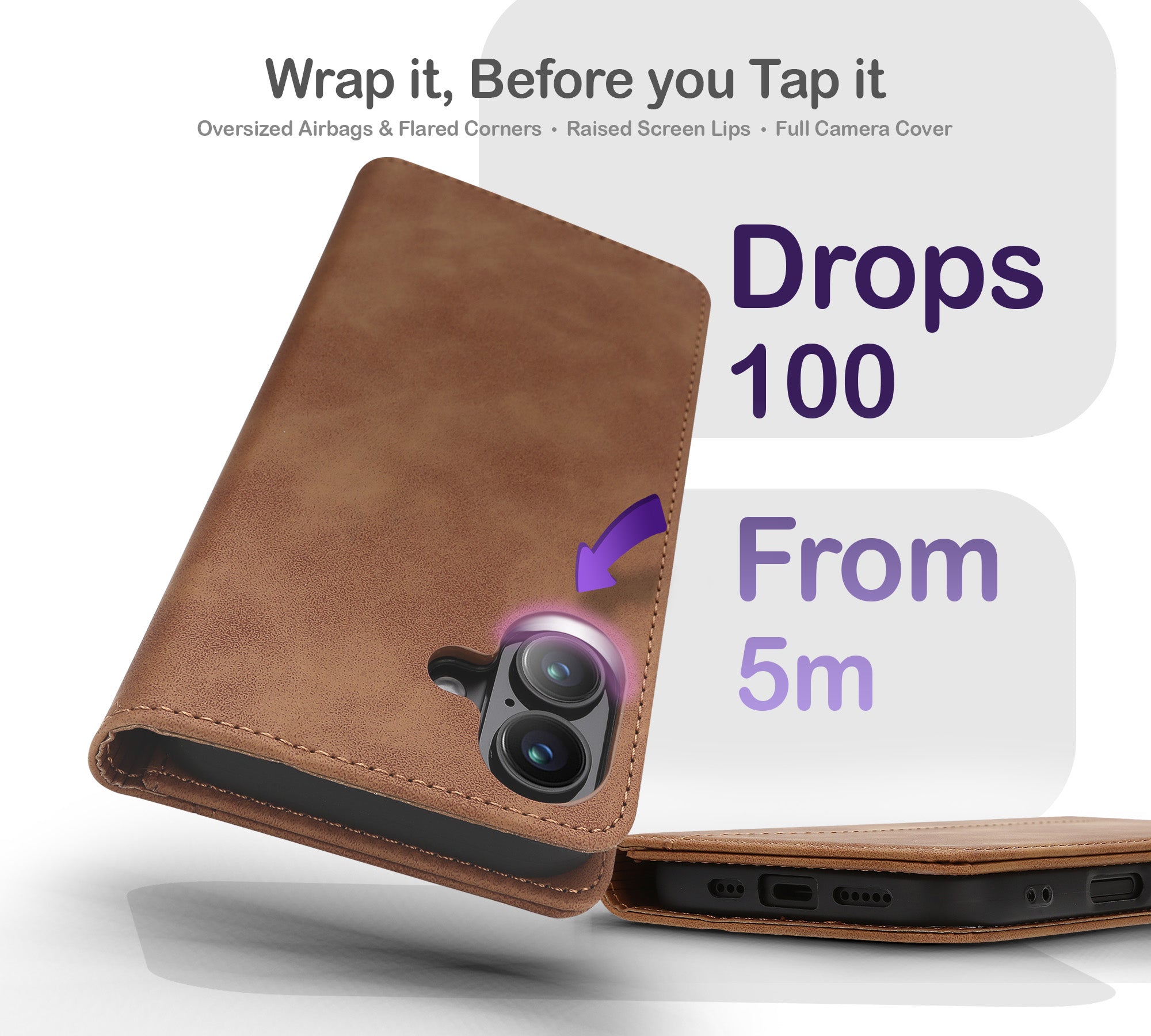 ORRO iPhone 17 Series Case - Vegan Leather Wallet Flip