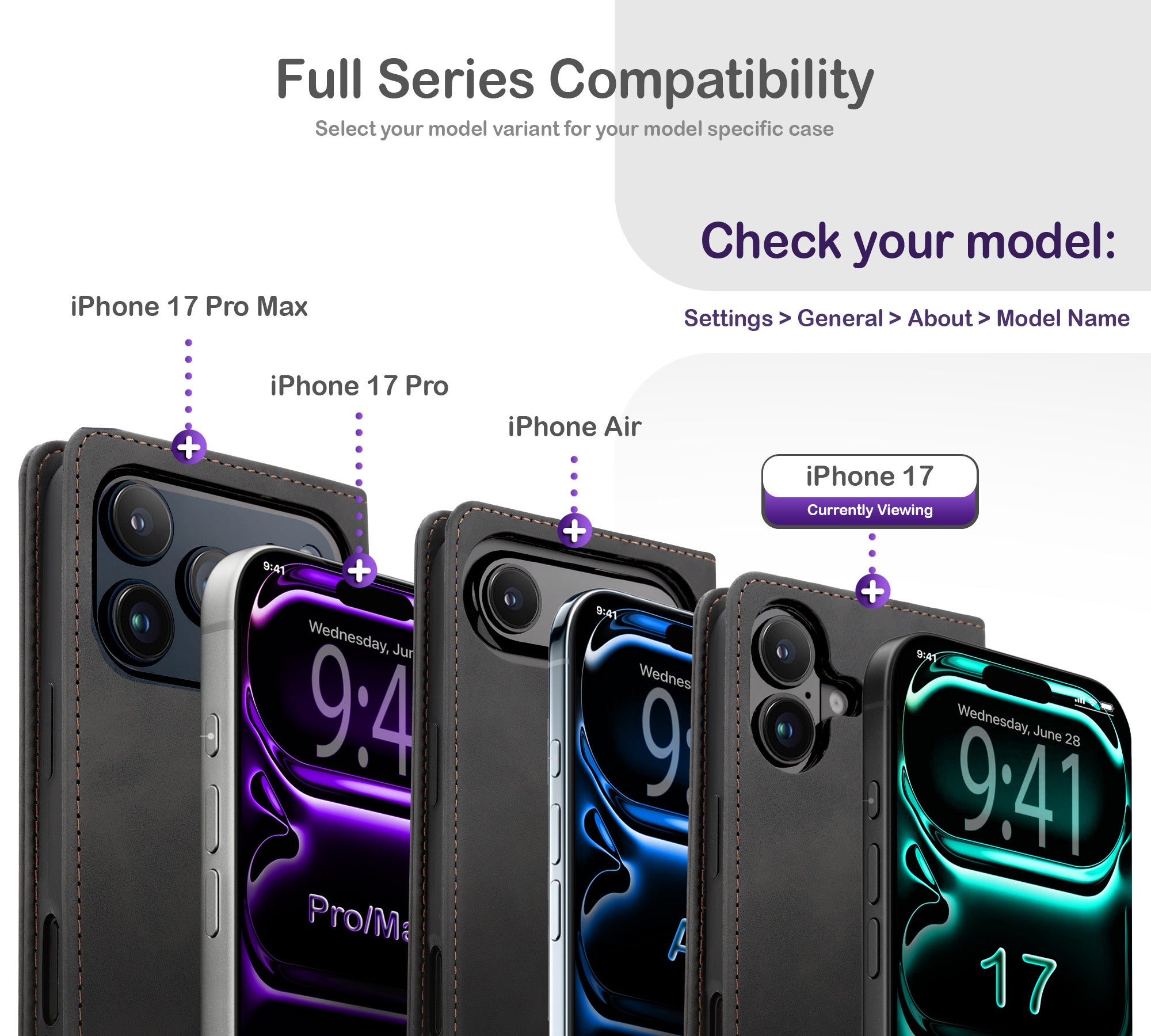 ORRO iPhone 17 Series Case - Vegan Leather Wallet Flip