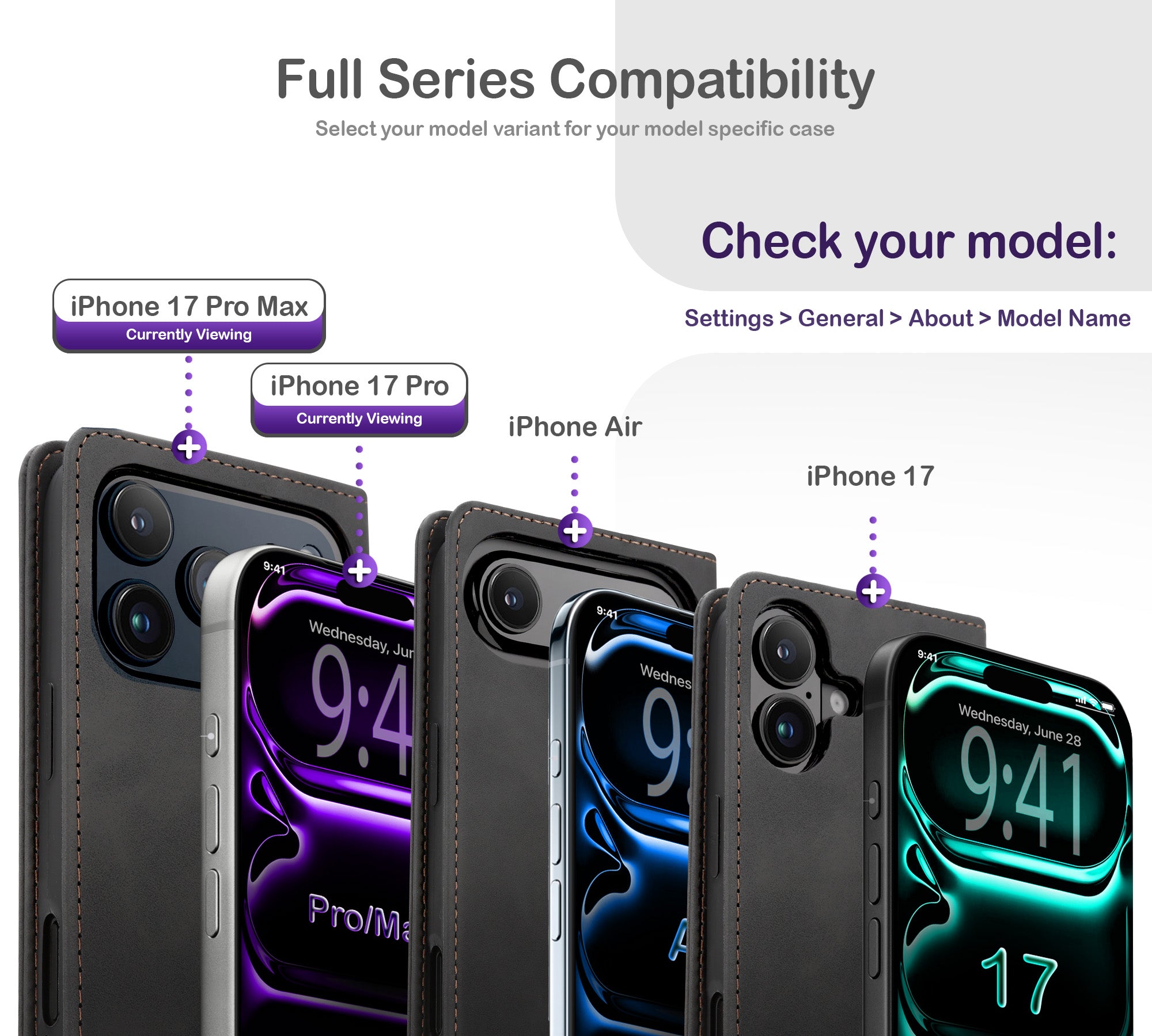 ORRO iPhone 17 Series Case - Vegan Leather Wallet Flip