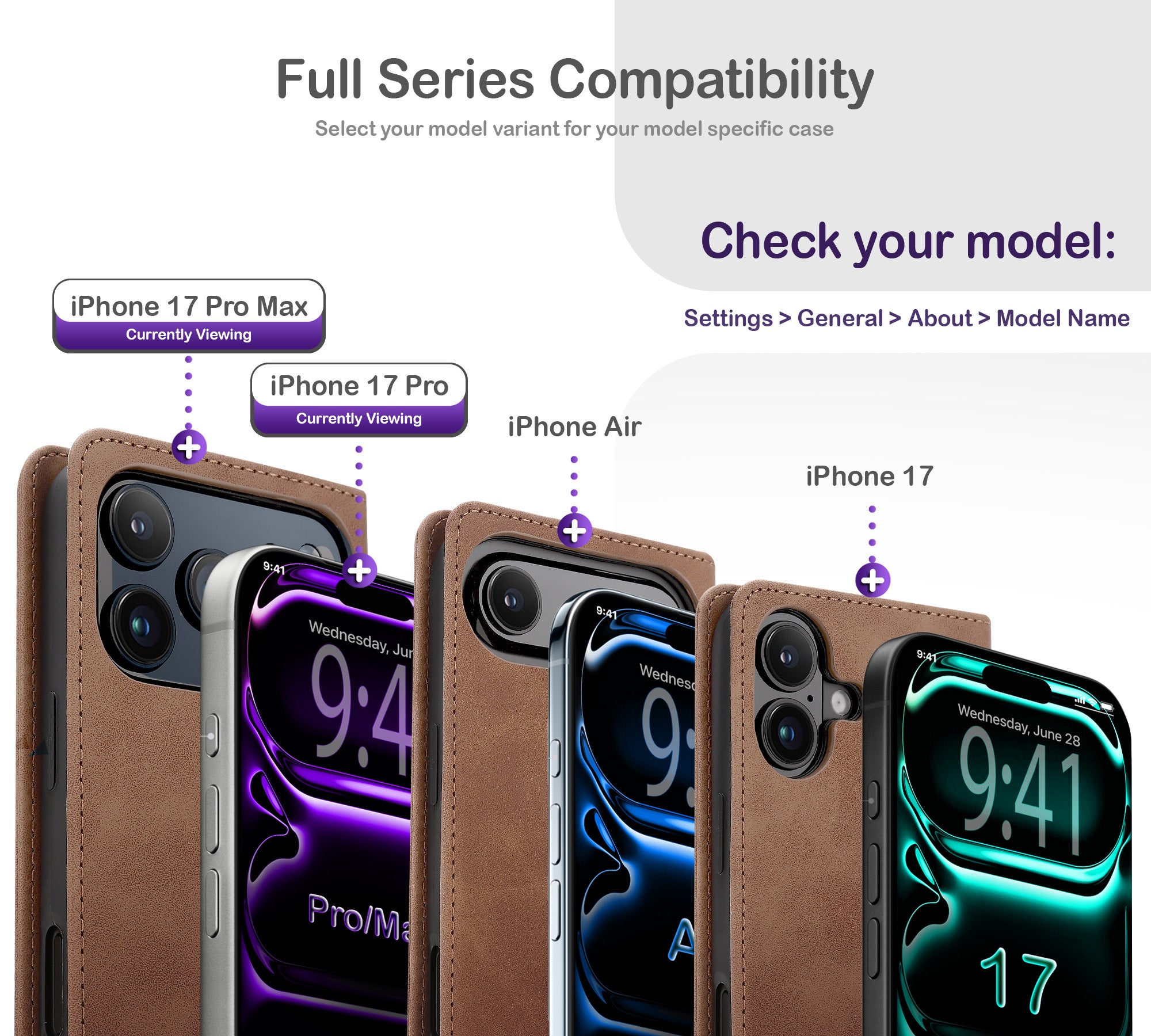 ORRO iPhone 17 Series Case - Vegan Leather Wallet Flip