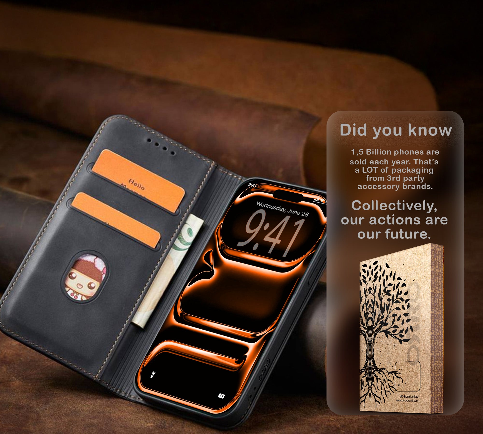 ORRO iPhone 17 Series Case - Vegan Leather Wallet Flip