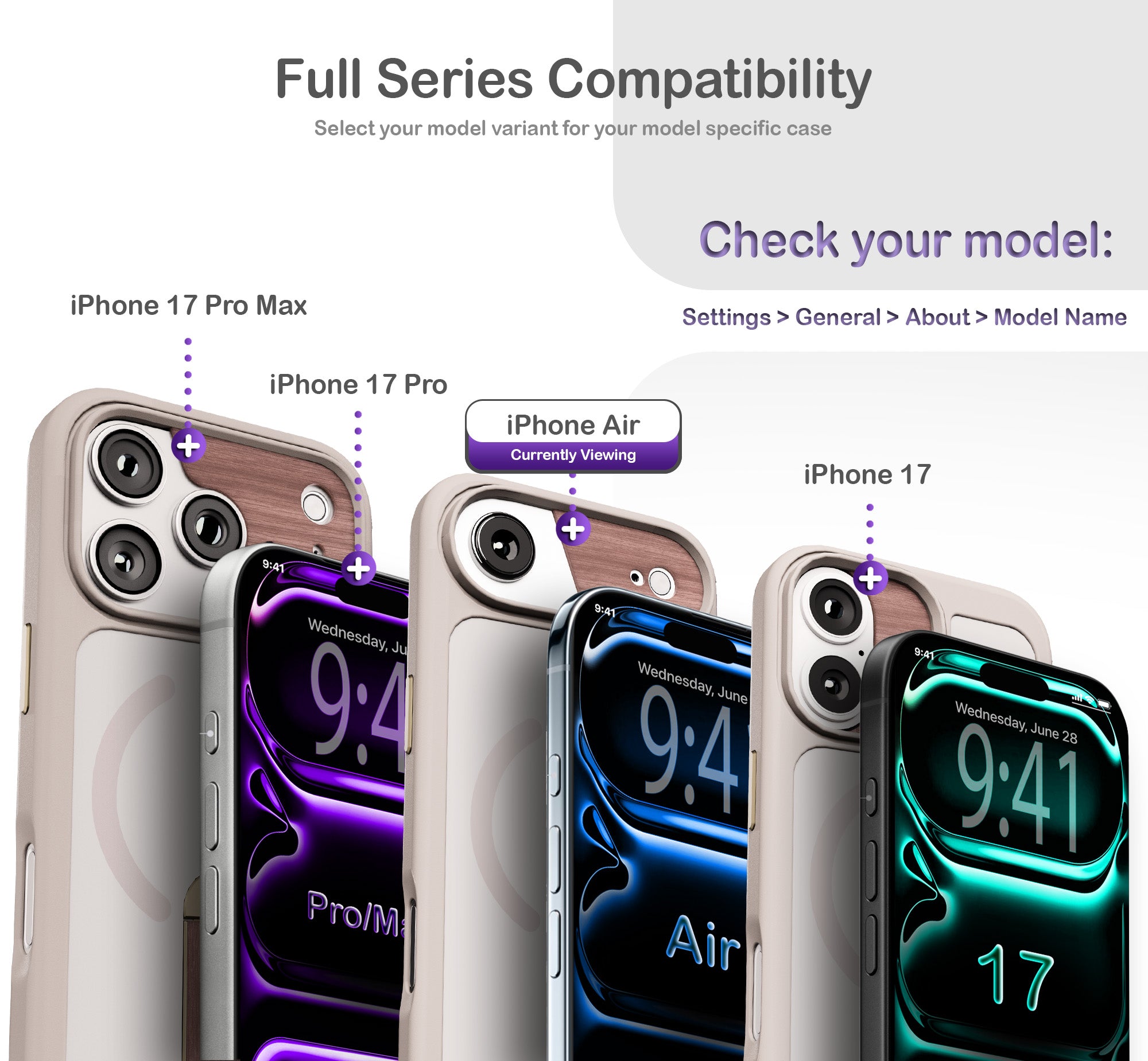 ORRO iPhone 17 Series Case - 360 Kickstand Light Wood Finish
