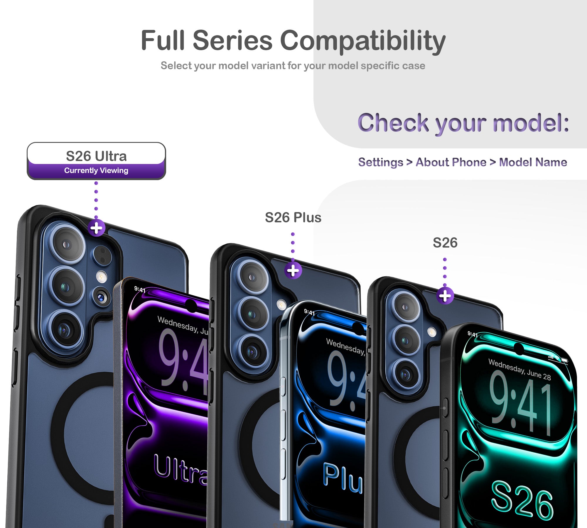 ORRO Samsung S26 Series Case - Clear MagSafe with Black Trim